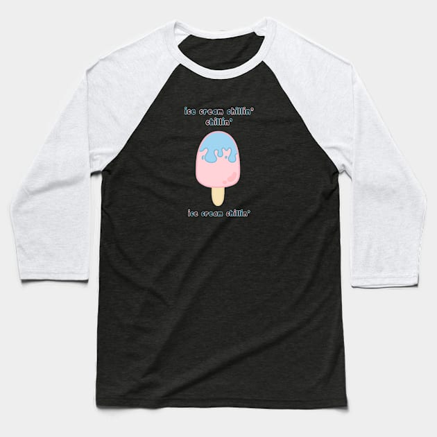 Aesthetic Freezing Ice Cream Logo Design Baseball T-Shirt by Al-loony